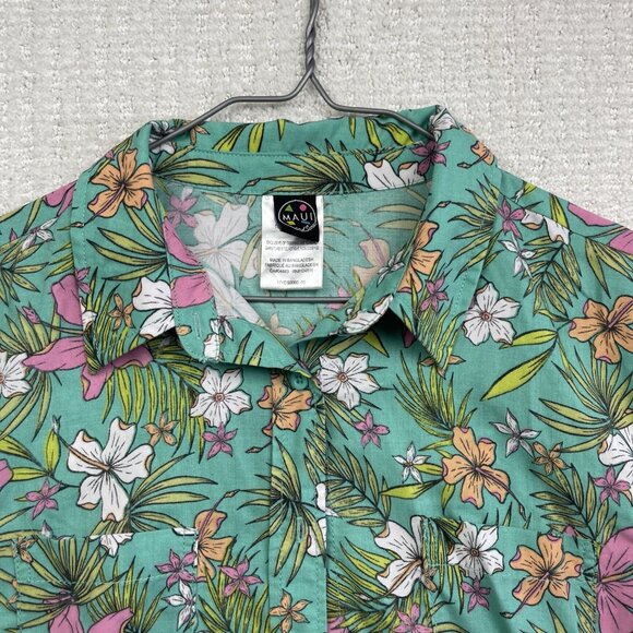 Maui & Sons Hawaiian Button Down Short Sleeve Men's Shirt Small Palm Tree Design - Picture 2 of 15